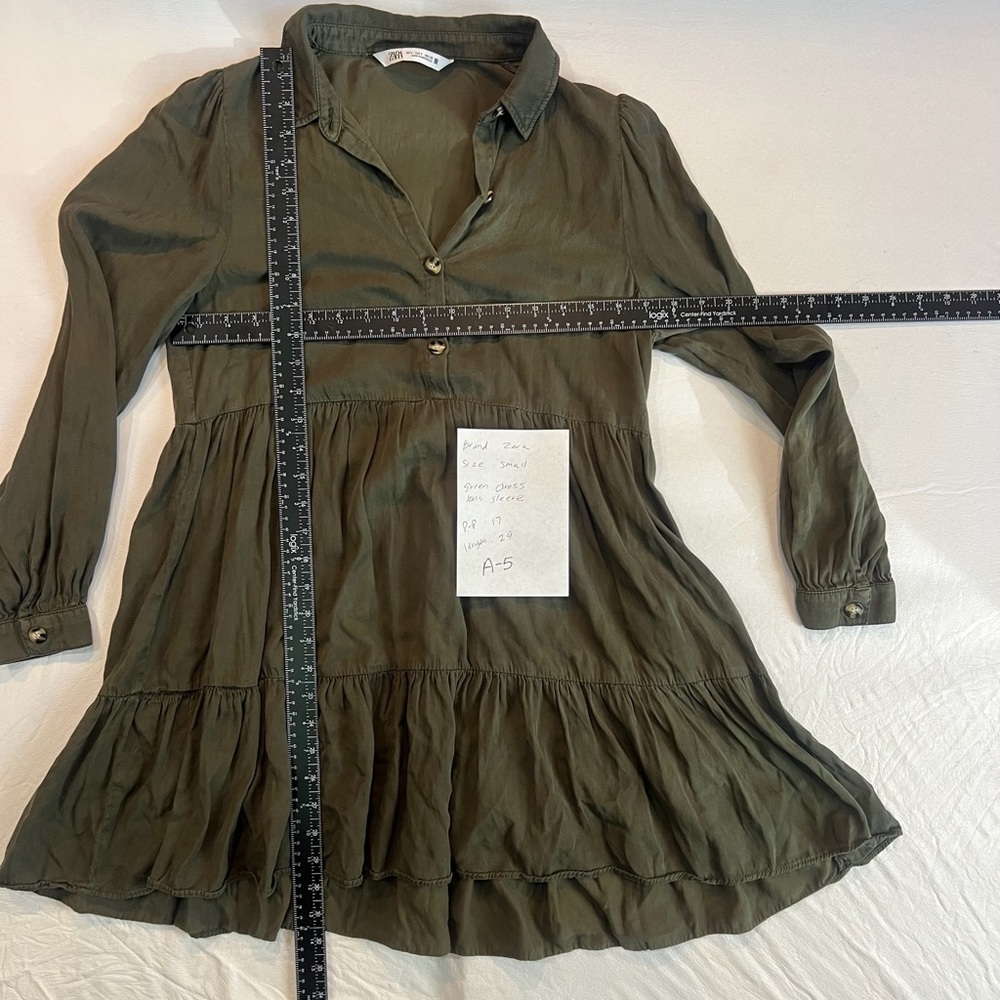 Zara Olive Green Tiered Babydoll Dress - Picture 5 of 5